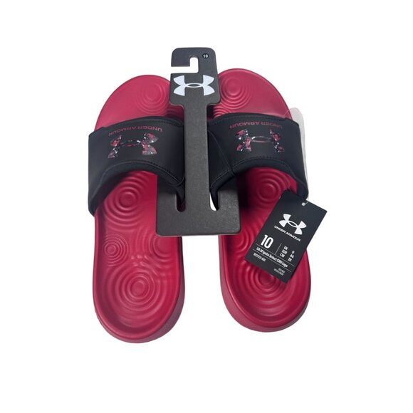 Under Armour Sandals Men's Sz 10 Ignite VI CRH Logo Slides Red/Black Slip-On NEW - Picture 1 of 7